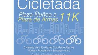 Cicletada Plaza Ñuñoa a Plaza de Armas - 30 de noviembre 2014